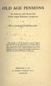 Cover of: Old age pensions by Sutherland, William Sir