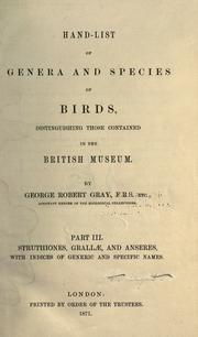 Cover of: Hand-list of the genera and species of birds: distinguishing those contained in the British museum.