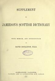 Cover of: Supplement to Jamieson's Scottish dictionary: with memoir, and introduction