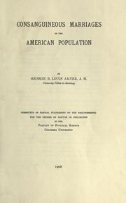 Cover of: Consanguineous marriages in the American population. by George Byron Louis Arner