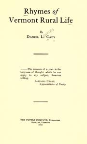 Cover of: Rhymes of Vermont rural life by Daniel L. Cady