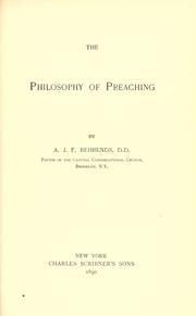 Cover of: The philosophy of preaching by Adolphus Julius Frederick Behrends