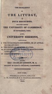 Cover of: The excellency of the liturgy by Charles Simeon