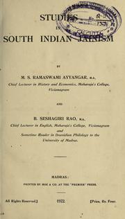 Cover of: Studies in South Indian Jainism by M. S. Ramaswami Ayyangar