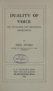 Cover of: Duality of voice: an outline of original research.