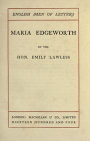 Cover of: Maria Edgeworth by Emily Lawless