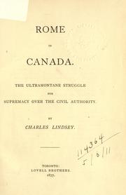 Cover of: Rome in Canada by Charles Lindsey