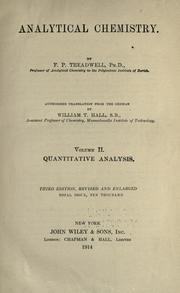 Cover of: Analytical chemistry. by F. P. Treadwell