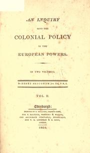 Cover of: An inquiry into the colonial policy of the European powers. by Brougham and Vaux, Henry Brougham Baron