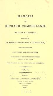 Cover of: Memoirs of Richard Cumberland. by Richard Cumberland