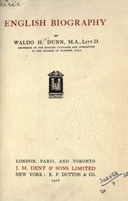 Cover of: English biography. by Waldo Hilary Dunn