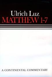 Cover of: Matthew 1-7 A Continental Commentary (Continental Commentaries)