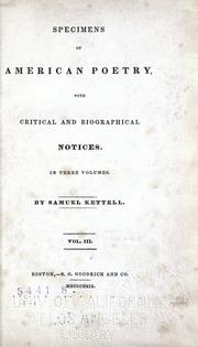 Cover of: Specimens of American poetry by Samuel Kettell