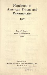 Cover of: Handbook of American prisons and reformatories, 1929
