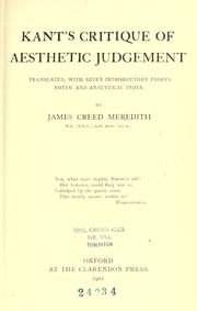 Cover of: Kant's Critique of aesthetic judgement by Immanuel Kant