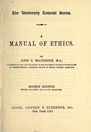 Cover of: manual of ethics.