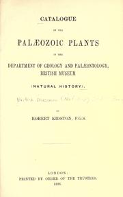 Cover of: Catalogue of the Palaeozoic plants in the Department of Geology and Palaeontology, British Museum