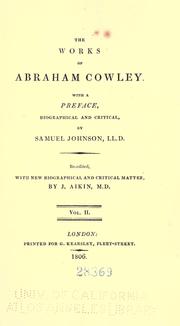 Cover of: works of Abraham Cowley
