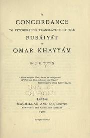 Cover of: concordance to Fitzgerald's translation of the Rub℗ʹaiy℗ʹat of Omar Khayy℗ʹam