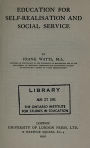 Cover of: Education for self-realisation and social service by Frank Watts