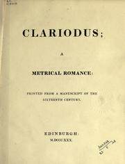 Cover of: Clariodus, a metrical romance by 
