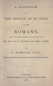 Cover of: A handbook of the Epistle of St. Paul to the Romans by N. Burwash, N. Burwash