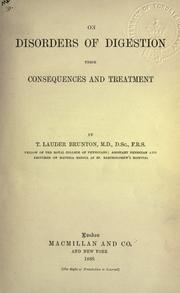 Cover of: On disorders of digestion by Sir Thomas Lauder Brunton
