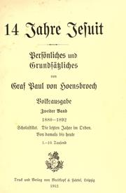 Cover of: 14 Jahre Jesuit by Hoensbroech, Paul Graf von
