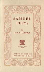 Cover of: Samuel Pepys by Percy Lubbock