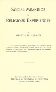 Cover of: Social meanings of religious experiences
