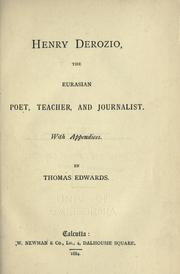 Cover of: Henry Derozio, the Eurasian, poet, teacher, and journalist.: With appendices.
