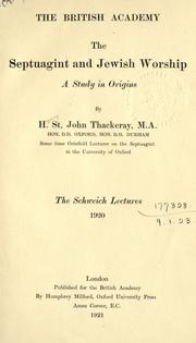 Cover of: The Septuagint and Jewish worship by Henry St. John Thackeray