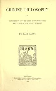 Cover of: Chinese philosophy. by Paul Carus