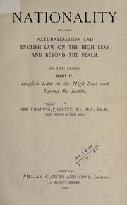 Cover of: Nationality by Sir Francis Taylor Piggott