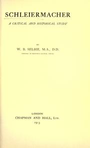 Cover of: Schleiermacher: a critical and historical study
