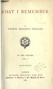 Cover of: What I remember. by Thomas Adolphus Trollope