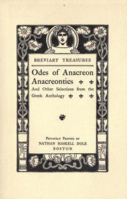 Cover of: Odes of Anacreon by Anacreon, Anacreon