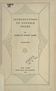Cover of: Introductions to notable poems.