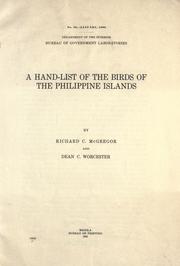 Cover of: A hand-list of the birds of the Philippine Islands.