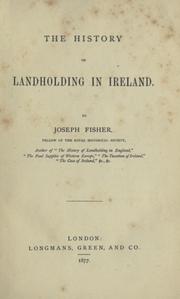 Cover of: The history of landholding in Ireland.