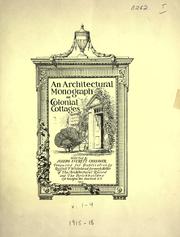 Cover of: The Monograph series, records of early American architecture. by 
