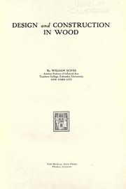 Cover of: Design and construction in wood by William Noyes