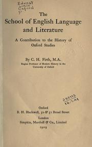 Cover of: The School of English Language and Literature: a contribution to the history of Oxford studies.