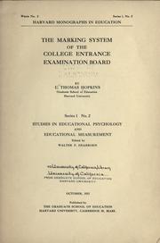 Cover of: The marking system of the College entrance examination board by L. Thomas Hopkins