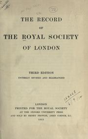 Cover of: The record of the Royal Society of London. by Royal Society of London