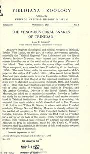 The venomous coral snakes of Trinidad by Karl Patterson Schmidt