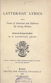 Cover of: Latter-day lyrics: being poems of sentiment and reflection by living writers
