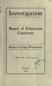 Cover of: Investigation. Board of Education contracts by John Winchester