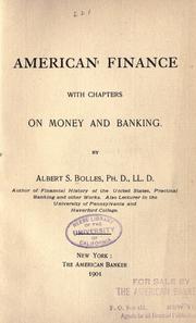 Cover of: American finance: with chapters on money and banking.