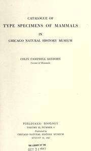 Cover of: Catalogue of type specimens of mammals in Chicago Natural History Museum